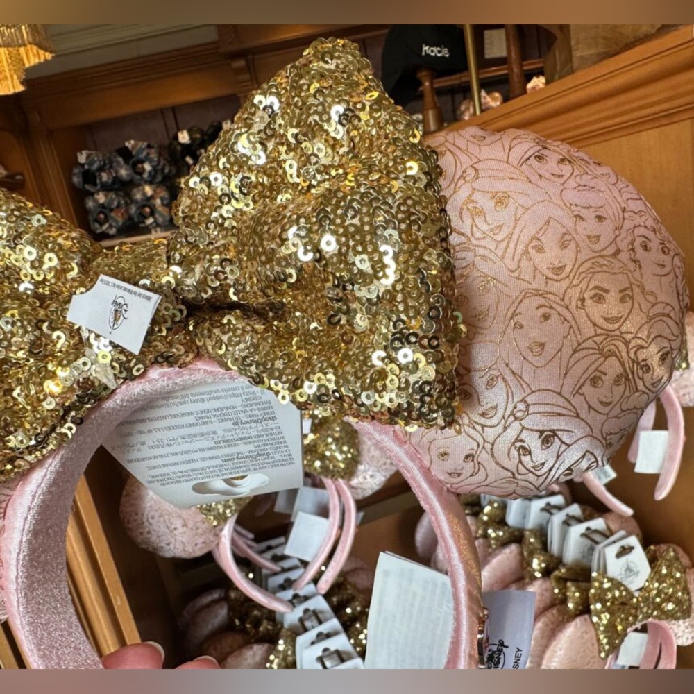 2⚡️'s/$55~Disney Parks Princess Rose/Golden Sequin Bow Headband NWT~One Size - Picture 8 of 11